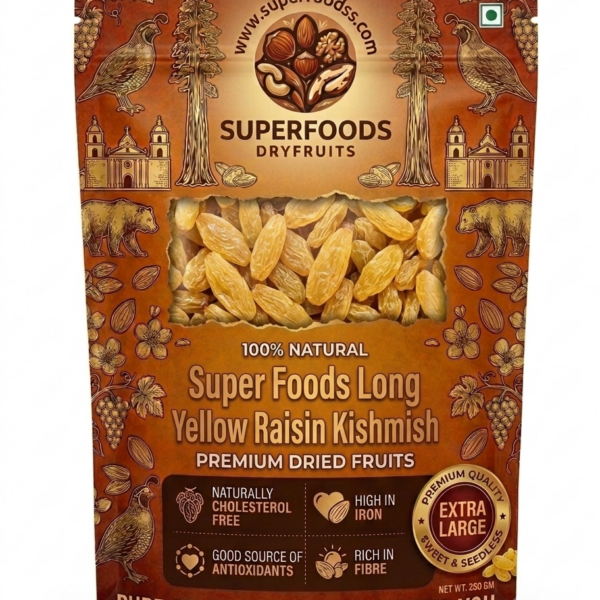 Super Foods Long Yellow Raisin Kishmish 250 GM