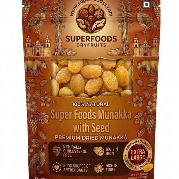 Super Foods Yellow Munakka with Seed 250 GM
